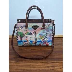 Nicole Lee Print Tote Bag Double Handles Shoulder Strap NY LA Paris Colorful EUC